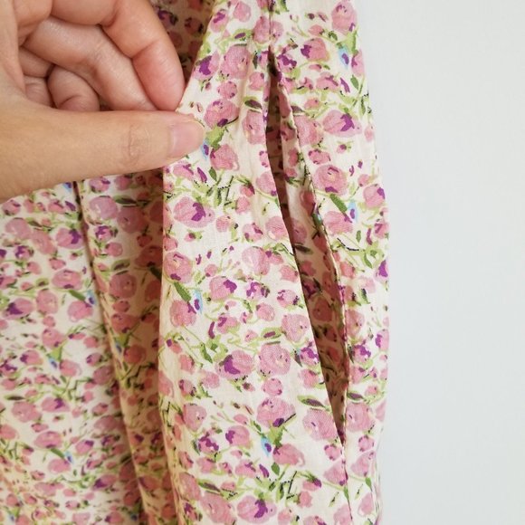NWOT Pink Ditsy Floral Puff Sleeve Drop Shoulder Dress - Picture 7 of 9